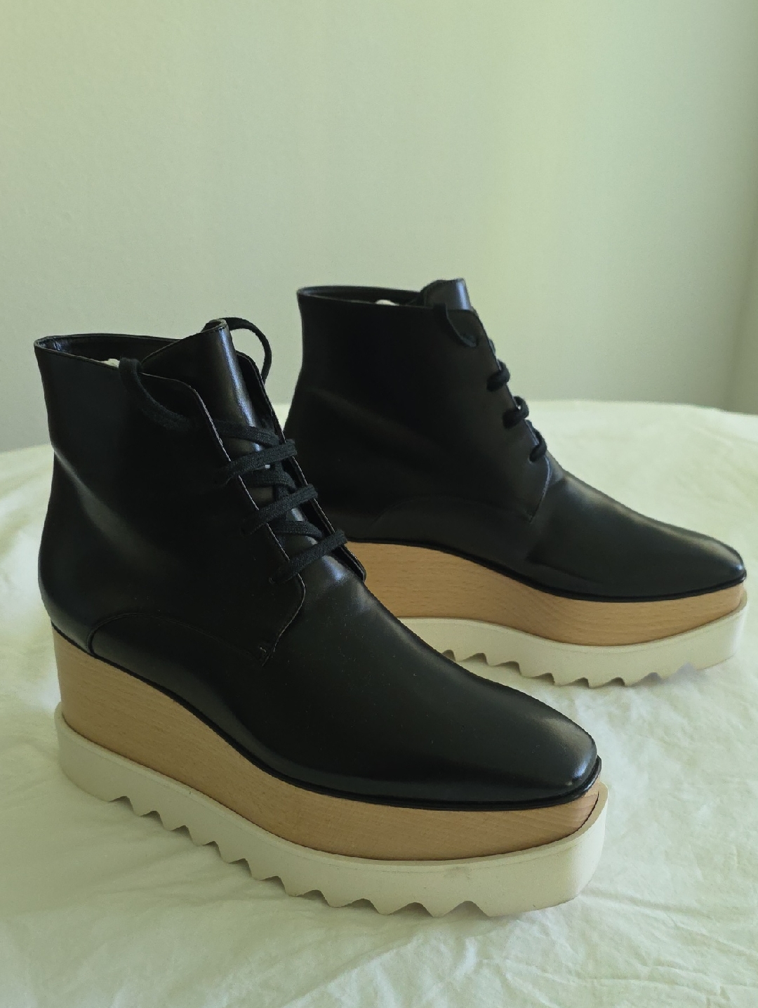 Stella Mccartney Black Leather Platform Chukka Boots